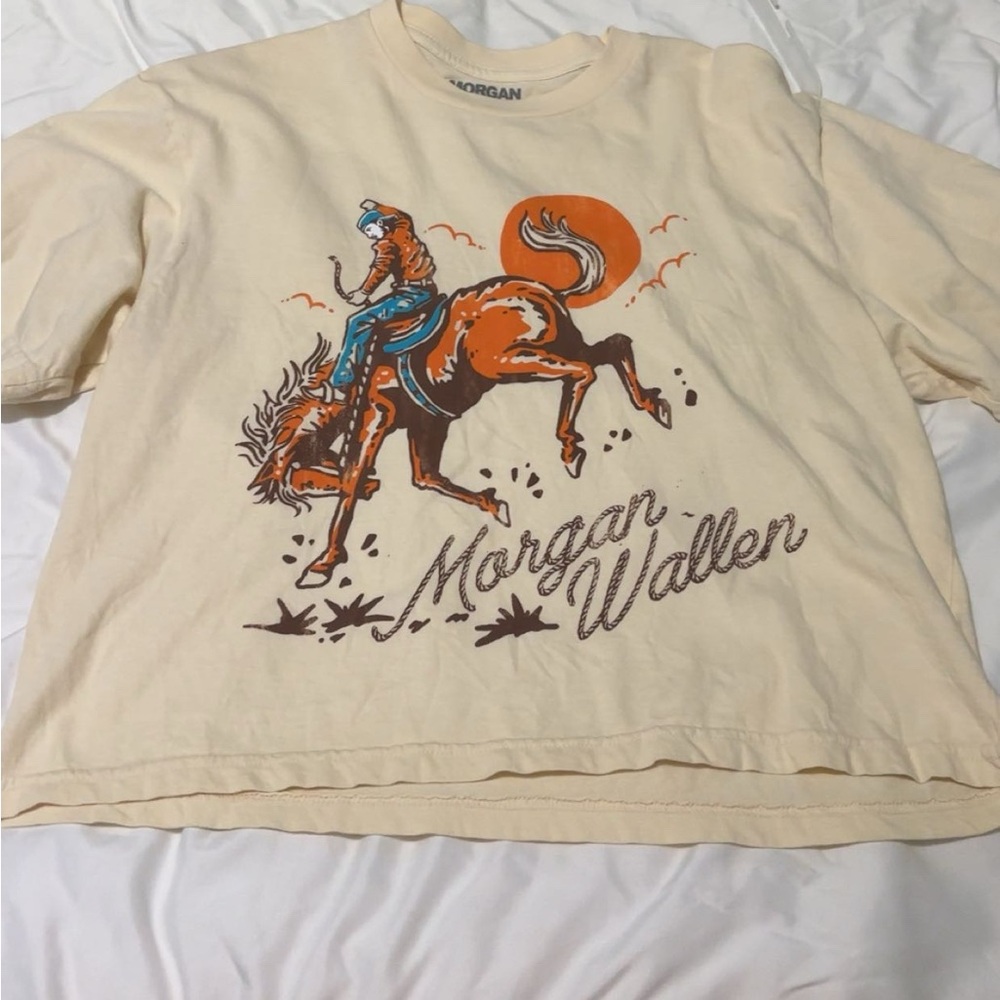 Morgan Wallen Cream Graphic Crop Top